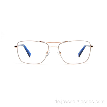 Passen Sie Logo Double Bridge Full Rim Metal Optical Frames Gläses an